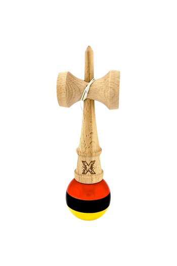 LEIBOO Jucarie Kendama X Originala, Profesionala, Flippy, Super Sticky din Lemn, 18 cm, Rosu/Negru/Galben