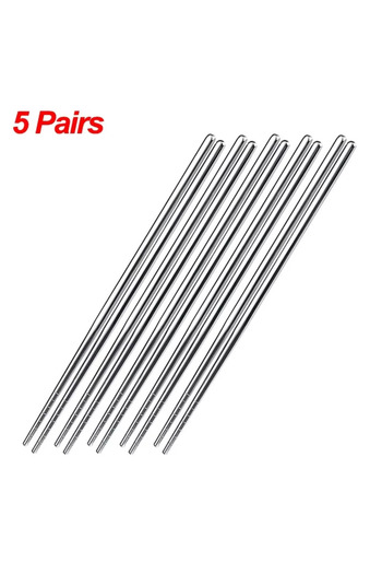 Choice five pairs 5 Pairs Chinese Chopsticks Stainless Steel Non-slip Sushi Chopstick Korean Japanese Food