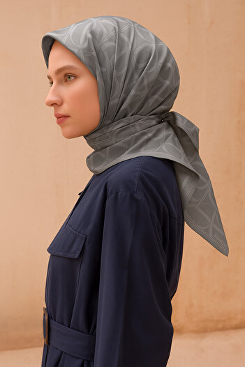 Belli Tivil Pure Silk Scarf 4221 - 05 Γκρι αφηρημένο σχέδιο
