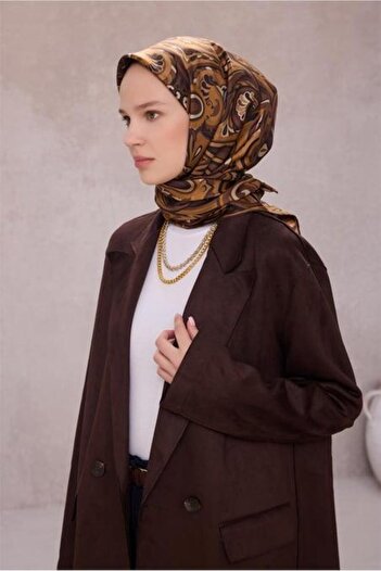 Belli Tivil Pure Silk Scarf 4222 - 89 Brown Abstract Pattern