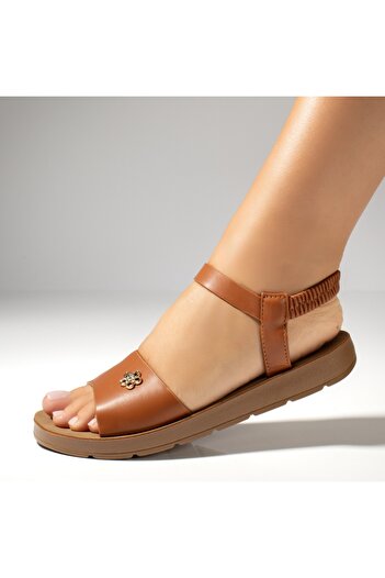 BMoD Brown women's sandals with low sole and elastic strap MOD13898