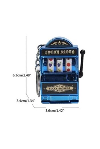 dalimag Keychain Model Slot Machine, Functional Mechanism, 4x6 cm, Plastic, Blue,