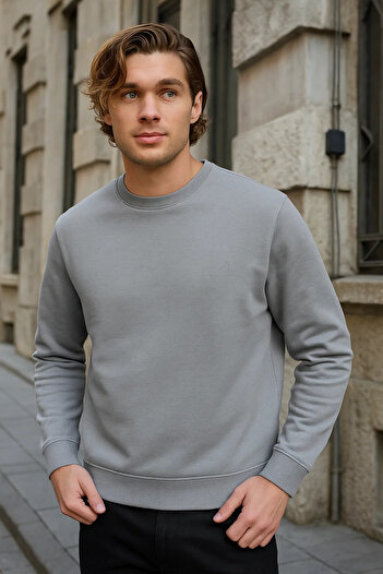 COMBİNE MİCHAİL Men's Basic Crew Neck Loose 3-Piece Sweatshirt