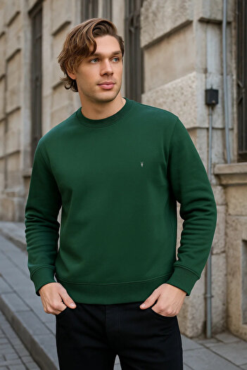 COMBİNE MİCHAİL Men's Basic Crew Neck Loose 3-Piece Sweatshirt