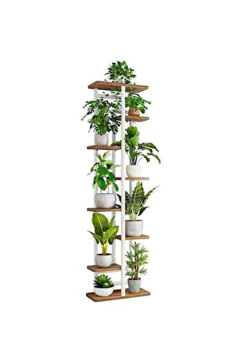 OEM Suport pentru plante din lemn, 8 niveluri, 136 x 36 x 23,5 cm, alb