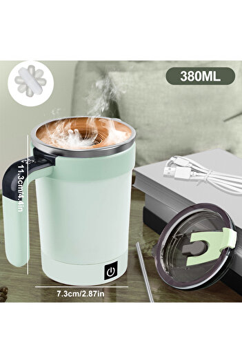 Choice 380ml green 380ML Automatic Stirring Cup Rechargeable Electric Self Mixing Coffee Mug Portable Tea M