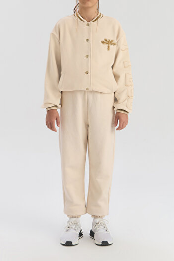 Tyess Girl Ecru Tracksuit Bottom