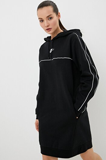 Nike Sportswear Mlnm Fleece Loose Fit Women's Dress Women's Hooded Loose Fit Dress Black