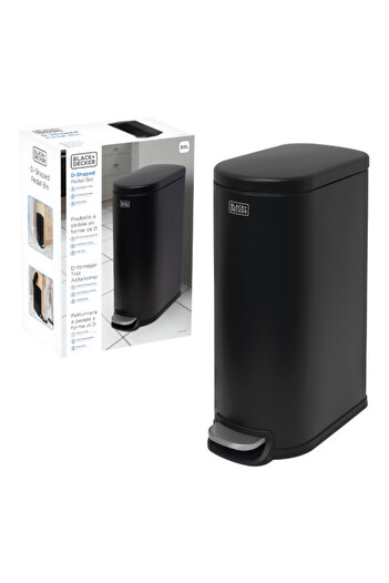Black&Decker D-Shaped Slim Line Pedal Trash Bin 30 Liter