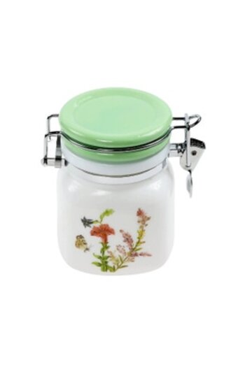 SHOPIENS Recipient for ingredients, R0J050-1CCG, opal glass, white + green + multicolor pattern, 10.8 x 11.8