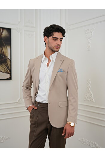 LONATOLİA Premium Italian Style Slim Fit Men's Punto Stitched Half Lined Jacket - Xprzcom8330