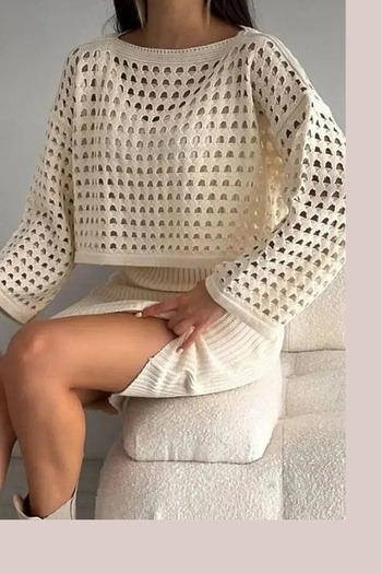 LOBOLIC Openwork Sweater Strap Knitwear Dress