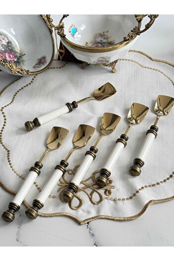 ROY KING Antique Matte Gold Ice Cream Spoon Set of 6