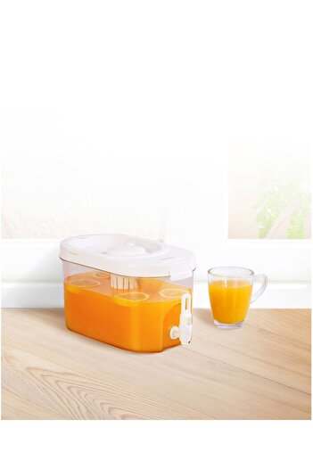 Felli Stylish and durable rectangular beverage dispenser, clear and white, 4 liters