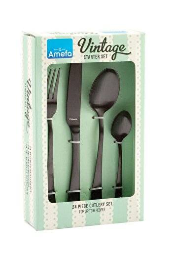 Amefa 24-Piece Antique Black Flatware Set