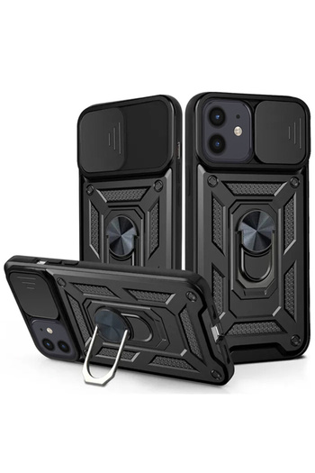 Optim Solution Camera protection case for iPhone 16, Armor Ring, Anti Spy, Lens Cover, Black