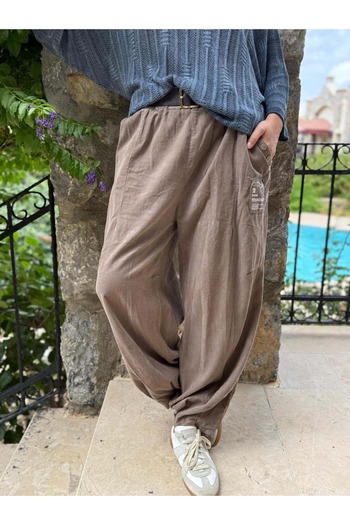 Punta Otantik Ls2203 Italian Belted Velvet Trousers Mink