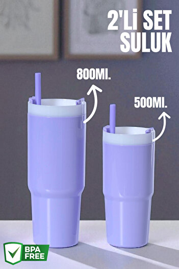 Nandy Home Set of 2 Colorful Water Bottles, 500ml. And 800 Ml.