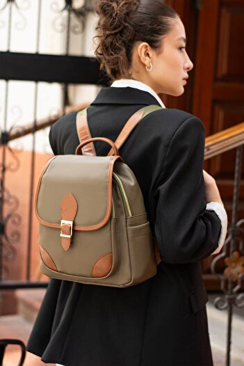 grand coco Women's Khaki Tan Detailed Backpack