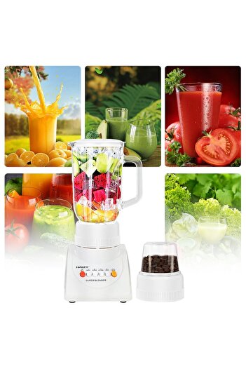 HALEY Blender multifunctional 2 in 1, 800W, 500ml, 70mm, 4 viteze, 1L, macinator de cafea, alb