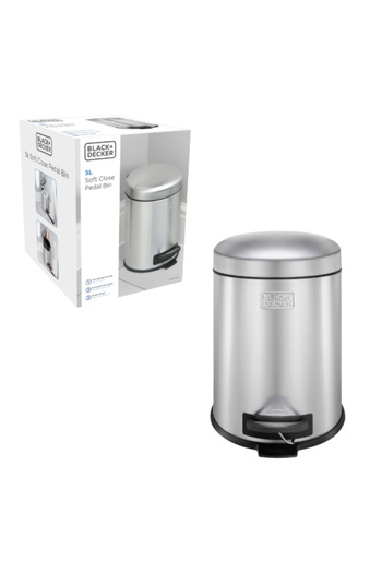 Black&Decker Slim Line Soft Close Stainless Steel Pedal Trash Bin 5 Liter
