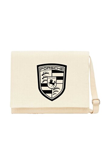 CrowsGate Porsche Logo Black Cream Canvas Messenger Bag