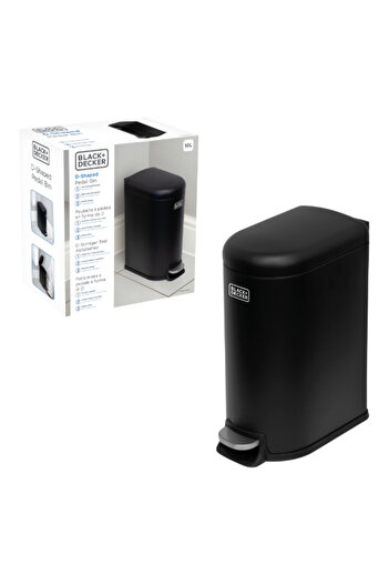 Black&Decker D-Shaped Slim Line Pedal Trash Bin 10 Liter