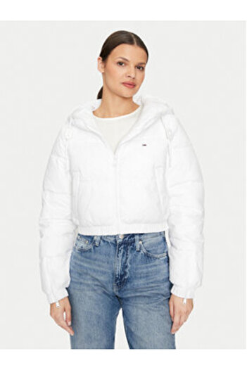 Tommy Jeans Geacă de iarnă pentru femei DW0DW18313 Alb