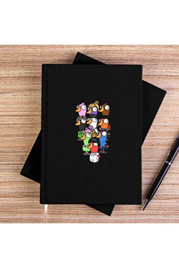 CrowsGate Goose Goose Duck Character Black Unlined Canvas Notebook