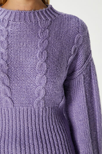 Ritnice Women's Stay Soft Texture Hair Knit Thick Purple Knitwear Sweater Kz00174