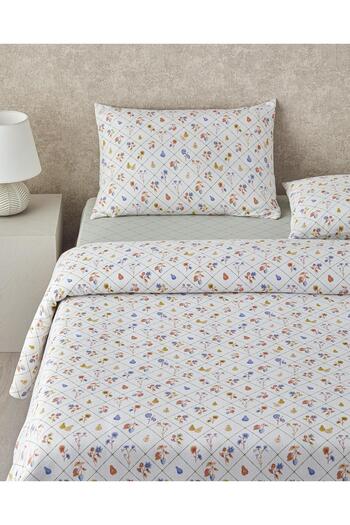 English Home Pear Garden Printed Double King Size Pike Set 200X220 cm Green