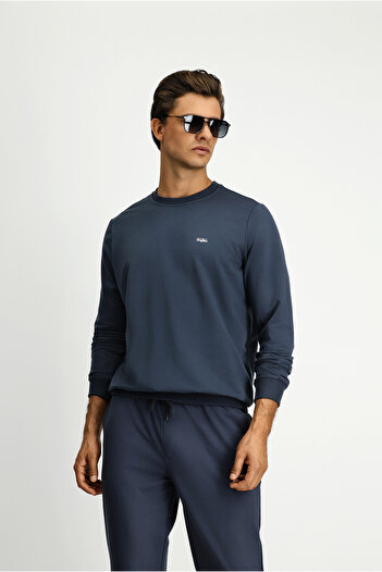Kiğılı Crew Neck Regular Fit Embroidered Cotton Sweatshirt