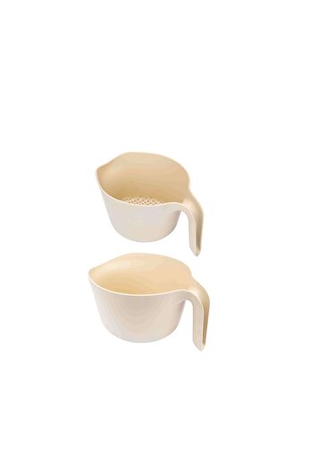 Sun Group WOW Mixer Cup & Strainer with Handle (2 Pcs Set) - Beige