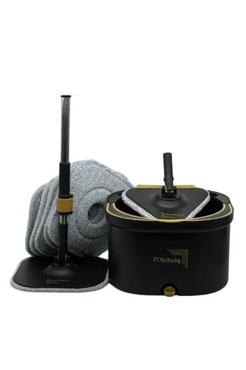FoTehniq Set Mop Rotativ Profesional 7in1 GoldenHomeMOP® FOtehniq, Negru/Auriu Mat