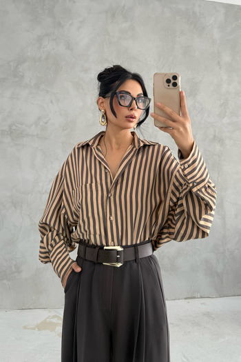 Seda Yalçın Atelier Coffee Striped Premium Shirt
