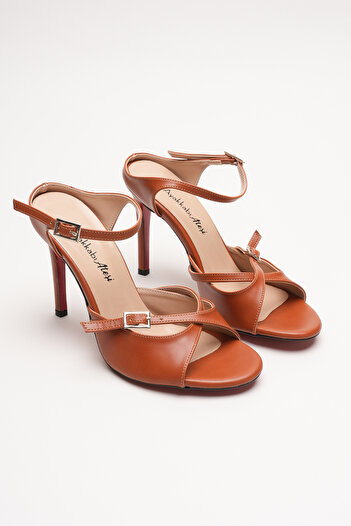 Ayakkabı Ateşi Women's Double Strap Design Heeled Shoes Liona Tan Skin