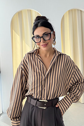 Seda Yalçın Atelier Coffee Striped Premium Shirt