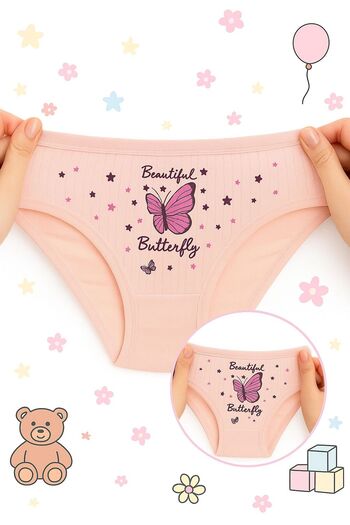ExLove Girls' Panties 4-Pack - Patterned & Colorful 100% Cotton