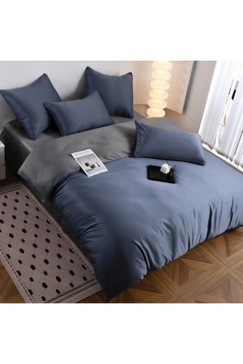 Casa de Vis Set lenjerie de pat dublu, 6 piese, satin, 240 x 245 cm, uni,