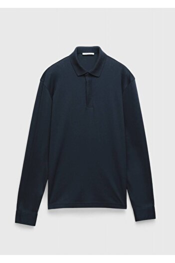 Ramsey Navy Blue Plain Polo Collar 100% Cotton T-Shirt
