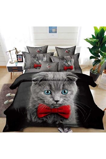 Casa de Vis Set lenjerie de pat dublu, 6 piese, bumbac satinat, multicolor