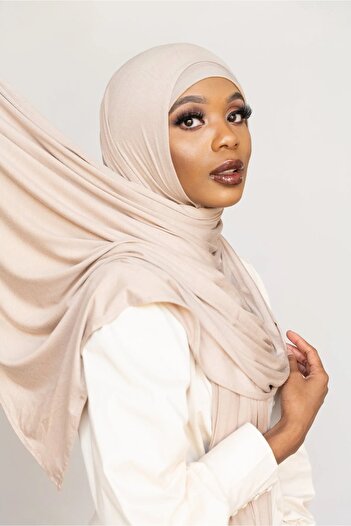 Perfectory Soft Stretch Jersey Hijabs, Effortless Style and Comfort, Curated Collection ( White Mocha )