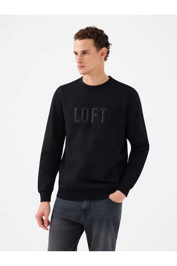 Loft Ανδρικό φούτερ με κανονική εφαρμογή σε μαύρο χρώμα Lf2041537