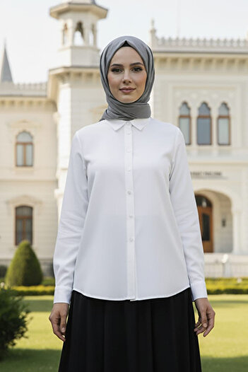 N.S NEVA STYLE Buttoned Ecru Hijab Shirt 52284E