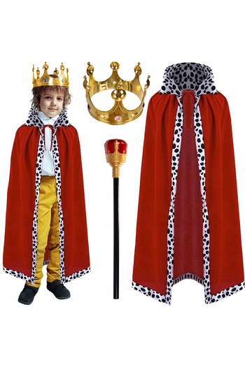 zola Prince/King costume set, 3 pieces, cape, scepter and crown, ideal for celebration, carnival