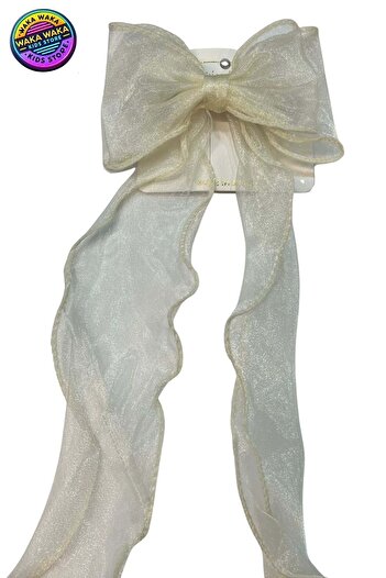 ww waka waka kids store Girls' Organza Ribbon Bow Hair Clip Large Hair Accessory School Daily Use