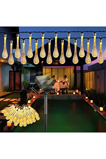 Flippy Christmas Light Installation, Water Drop Style, 20 LEDs, 5 meters, Warm White, Solar Powered, Light