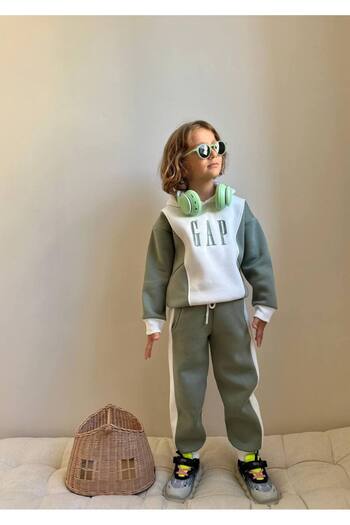 Jolly Kids Boy's Kangaroo Pocket Sweatshirt Block Color Winter Set