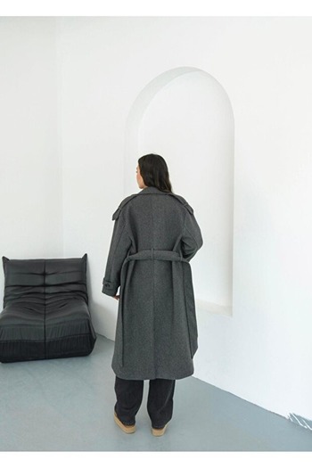 Behills Women's Black Cashmere Coat Long Winter Belted Stylish Overcoat Jacket