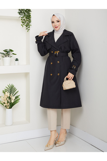 Pamuk Butik Γυναικεία καμπαρντίνα με διπλό γιακά με επένδυση και ζώνη